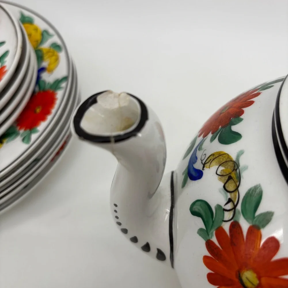 Vintage H. & N. Germany De Luxe Porcelain Teapot Floral Fruit Hand Painted T 795
